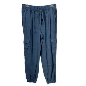 Side stitch‎ womens blue Utility Cargo Jogger pullon pants Size small